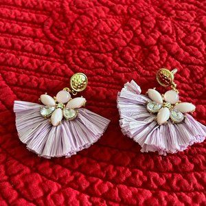 Mixed-Media Purple Fan Earrings